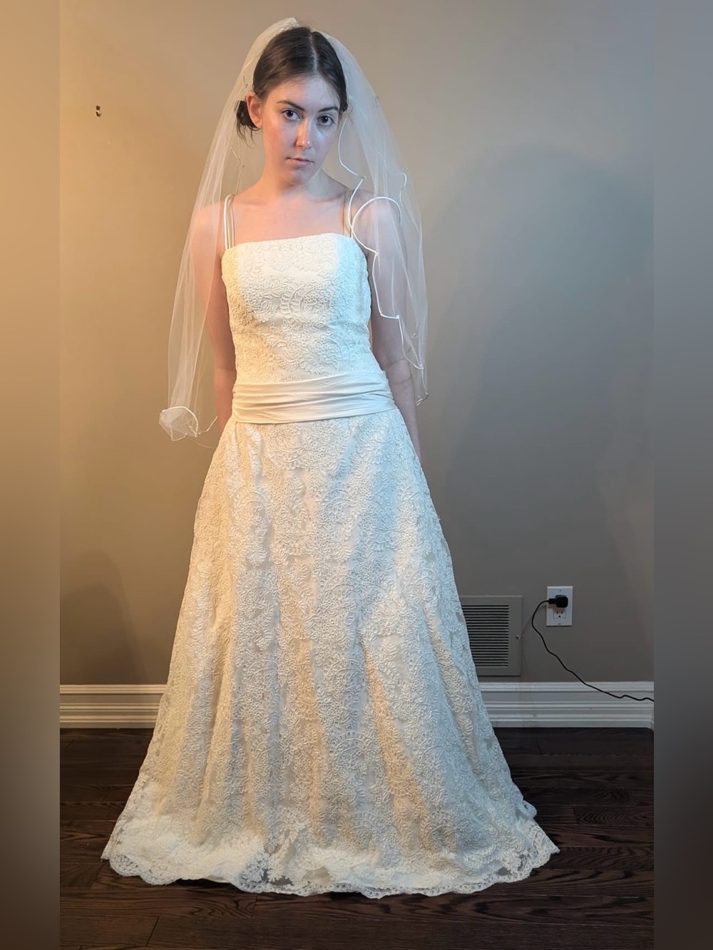Designer Lace Anne Jean-Michel Wedding Dress with veil used-liked new